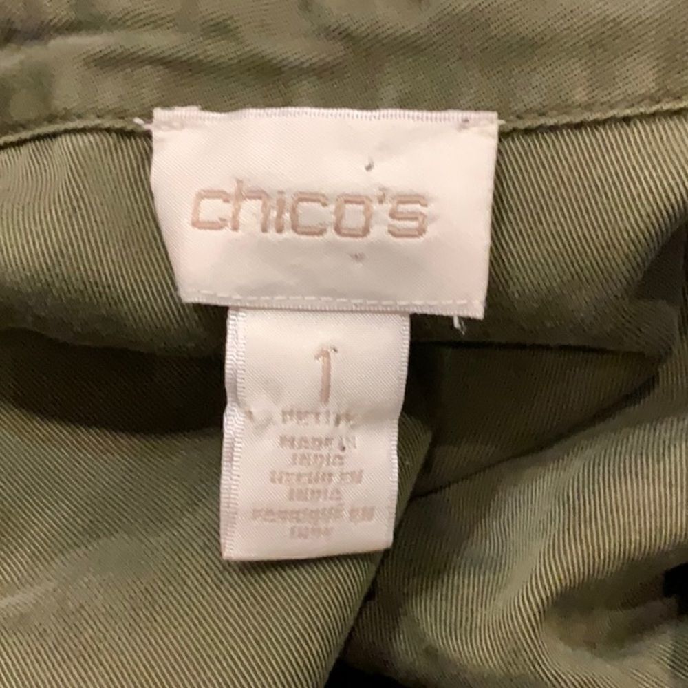 Chico’s Playful Floral Embroidered Anorak Green Jacket MP Medium Petite - Picture 13 of 14